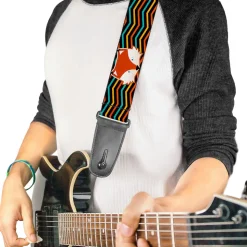 Guitar Strap - Fox Face Stripes Black Multi Color