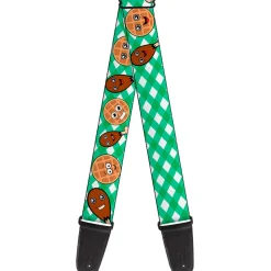 Guitar Strap - Fried Chicken & Waffles Plaid White Green