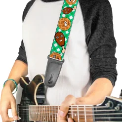 Guitar Strap - Fried Chicken & Waffles Plaid White Green