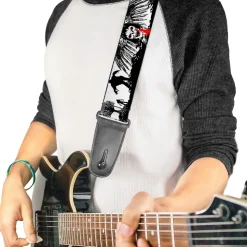 Guitar Strap - Fright Night White Black Red