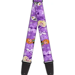 Guitar Strap - Frozen Anna Elsa Olaf Poses Scenes Purples