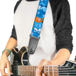 Guitar Strap - Frozen Character Poses Blues