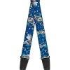Guitar Strap - Frozen Olaf Poses Snowflakes Blues