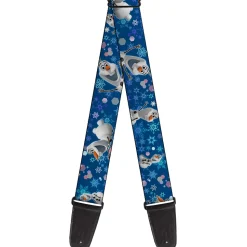 Guitar Strap - Frozen Olaf Poses Snowflakes Blues