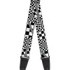 Guitar Strap - Funky Checkers Black White