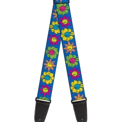 Guitar Strap - Funky Flower Drip Blue/Multi Color