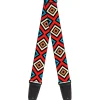 Guitar Strap - Geometric1 Black Red Tan Brown Baby Blue
