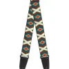 Guitar Strap - Geometric Diamonds Grays Red Turquoise