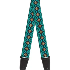 Guitar Strap - Geometric6 Navy Turquoise Gold