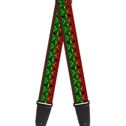 Guitar Strap - Geomteric2 Black Red Yellow Green