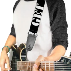 Guitar Strap - GET A LIFE! Black White