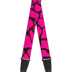 Guitar Strap - Giraffe Spots Black Fuchsia
