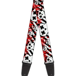 Guitar Strap - Girlie Skull Black White w Red Paint Drips