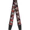 Guitar Strap - Girlie Skull Black Red