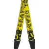 Guitar Strap - Grateful Dead Text w Skull & Roses Yellow