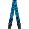 Guitar Strap - Grateful Dead Text w Skull & Roses Turquoise