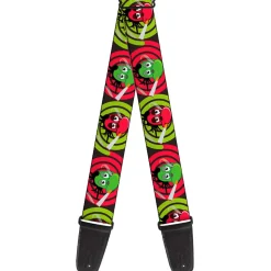 Guitar Strap - Green & Red Dragons Smoking Gray