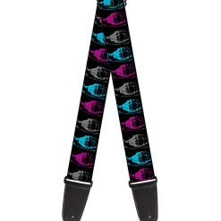 Guitar Strap - Grenades Black/Gray/Purple/Baby Blue
