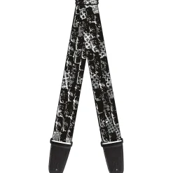 Guitar Strap - Grunge Bricks Black White
