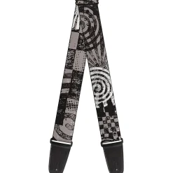 Guitar Strap - Grunge Chaos Black White