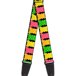 Guitar Strap - Gummy Bears Cartoon Black Red Yellow Green