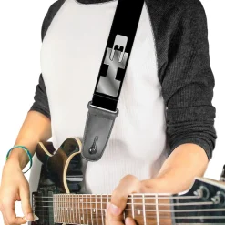 Guitar Strap - H3 Black Silver Logo REPEAT
