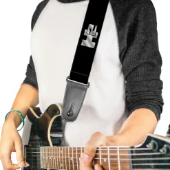Guitar Strap - H2 Black Silver REPEAT Logo