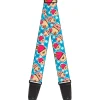 Guitar Strap - Happy Cupcakes Buffalo Plaid White Blue