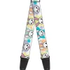 Guitar Strap - Happy Sad Bunnies & Stars White Pastel