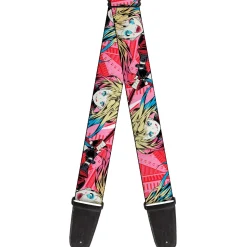 Guitar Strap - Harley Quinn Puddin Poses Anime Graphics Pink/Red