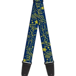 Guitar Strap - HARMONY BALANCE LIFE Icons Collage Blue/Yellow