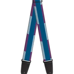 Guitar Strap - Hash Mark Stripe Turquoise Fuchsia White