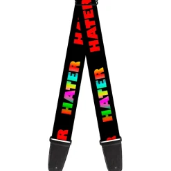 Guitar Strap - HATER Black Red Rainbow Fade