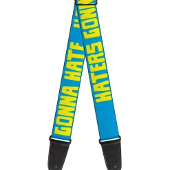 Guitar Strap - HATERS GONNA HATE Turquoise Yellow