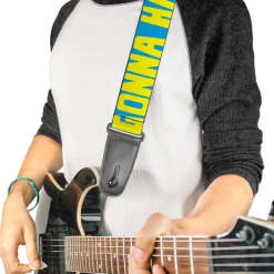 Guitar Strap - HATERS GONNA HATE Turquoise Yellow