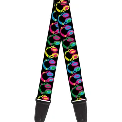 Guitar Strap - Headphones Black Neon