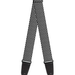 Guitar Strap - Herringbone Jagged Black White