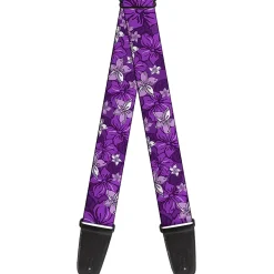 Guitar Strap - Hibiscus Collage Purple Shades