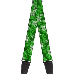Guitar Strap - Hibiscus Collage Green Shades