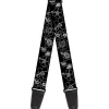 Guitar Strap - Hibiscus Outline Black White