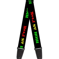 Guitar Strap - HIGH AS F**K Black/Green/Yellow/Red