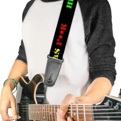 Guitar Strap - HIGH AS F**K Black/Green/Yellow/Red