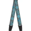 Guitar Strap - Holiday Snowflakes Gray Blue