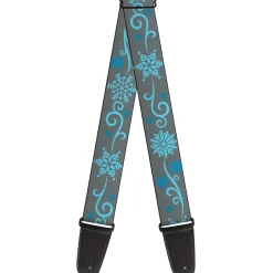 Guitar Strap - Holiday Snowflakes Gray Blue