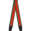Guitar Strap - Holiday Trim Stripe Green Red