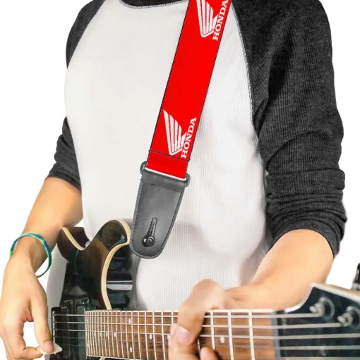 Guitar Strap - HONDA Motorcycle Logo Red White