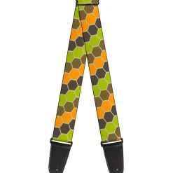 Guitar Strap - Honeycomb Greens Orange