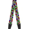 Guitar Strap - Houndstooth Black White Multi Neon