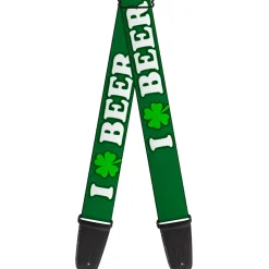 Guitar Strap - I "Clover" BEER/Clover Outlines Greens/White