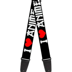 Guitar Strap - I "Heart" ANIME Bold Black White Red